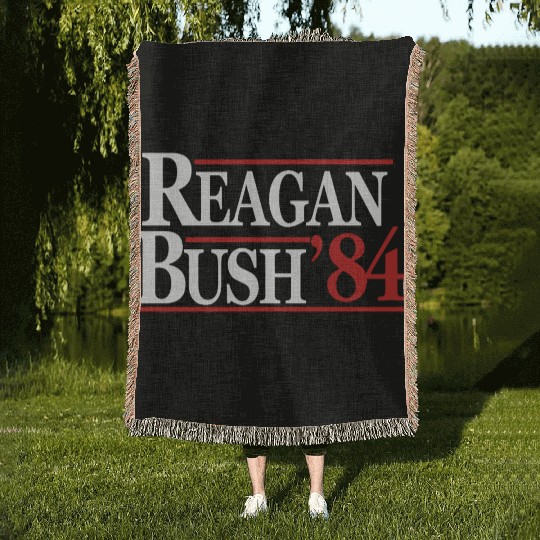 Reagan Bush 1984 V2 Woven Blankets