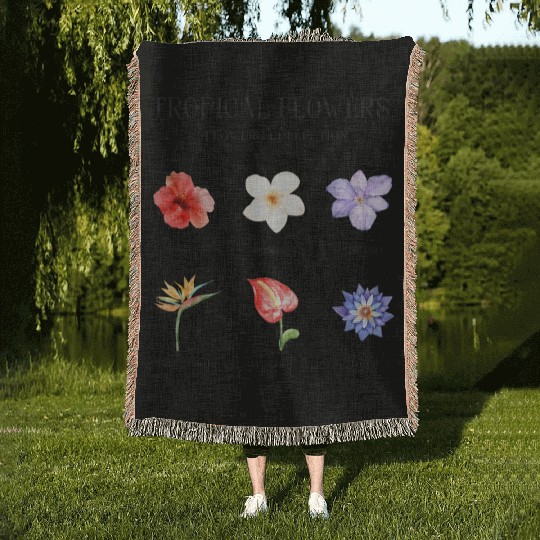 Tropical Flowers, Flowers Gift Woven Blankets