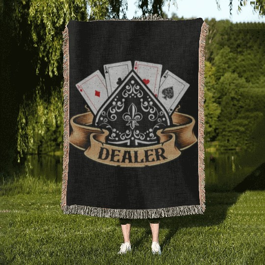 Classic Blackjack Dealer Gambling Card Game Casino Woven Blankets