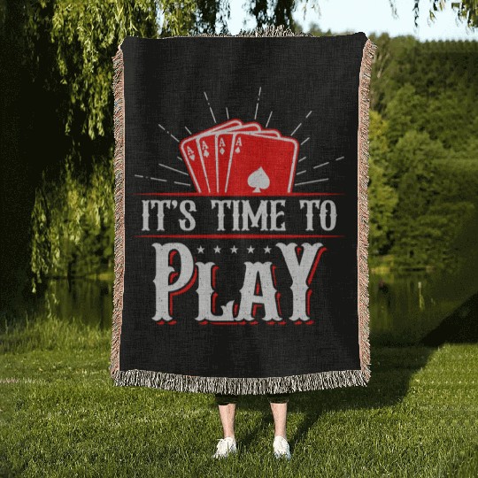 Classic Blackjack It's Time To Play Casino Dealer Woven Blankets