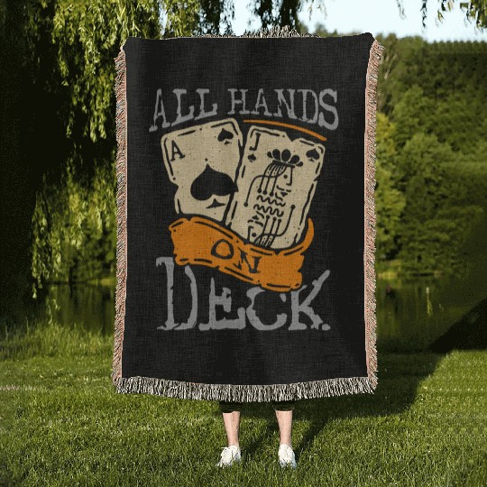 Classic Blackjack All Hands On Deck Loves Gambling Woven Blankets