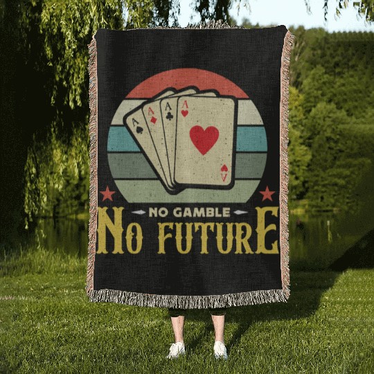 Classic Blackjack No Gamble No Future Retro Dealer Woven Blankets