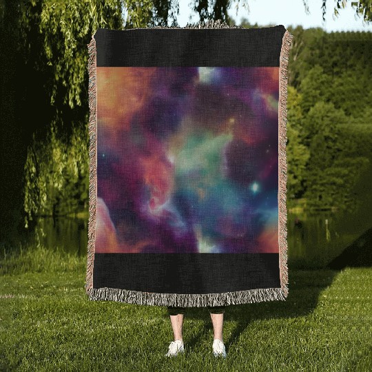 Galaxy nebula abstract design Woven Blankets