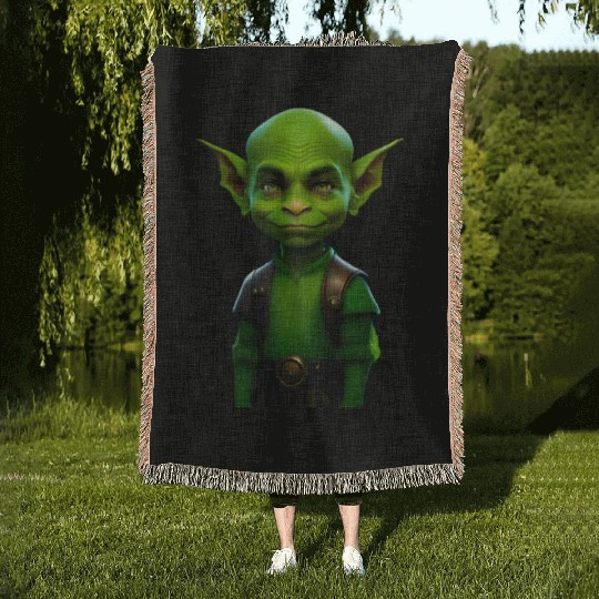 Green Goblin Rascal Embrace the Mischief Woven Blankets