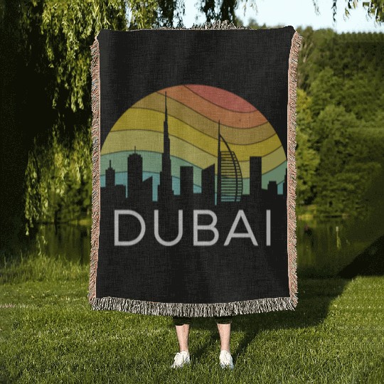 Dubai Skyline City Arab Emirates Uae Arcihtecture Woven Blankets