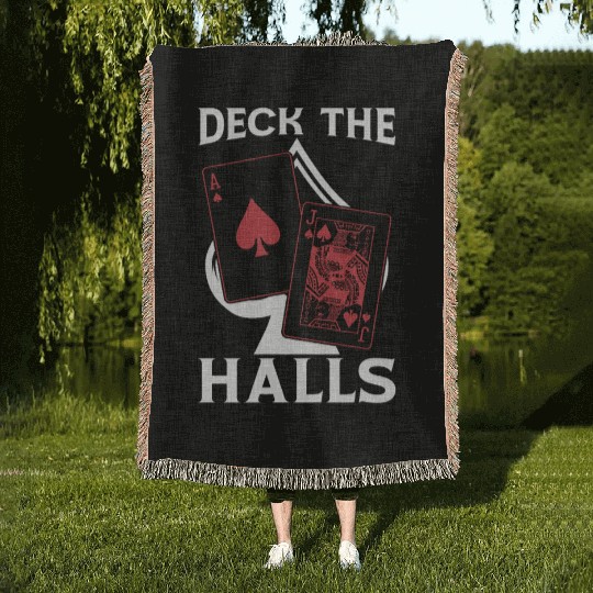 Classic Blackjack Deck The Halls Casino Gambling Woven Blankets