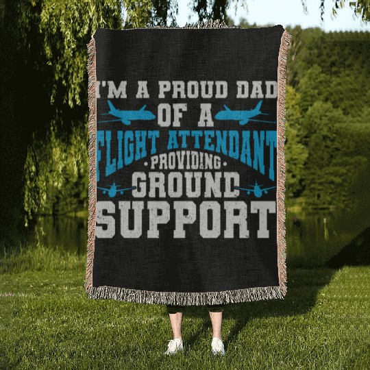 Flight Attendant Dad Airplane Flight Attendant Woven Blankets