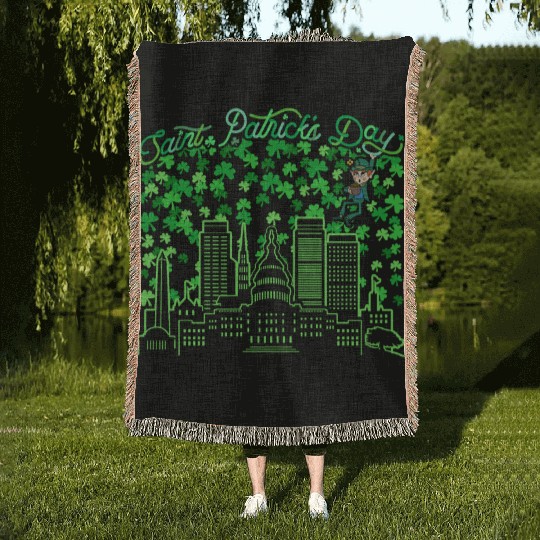 Saint Patrick's Day Washington DC Woven Blankets