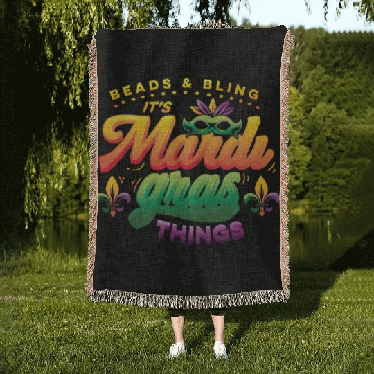 Beads & Bling It's Mardi Gras Things Woven Blankets