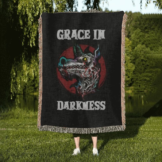Dark Unicorn Horror Unicorn Midnight Unicorn Dark Woven Blankets