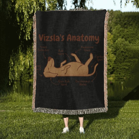 Vizsla dog animal funny anatomy Woven Blankets