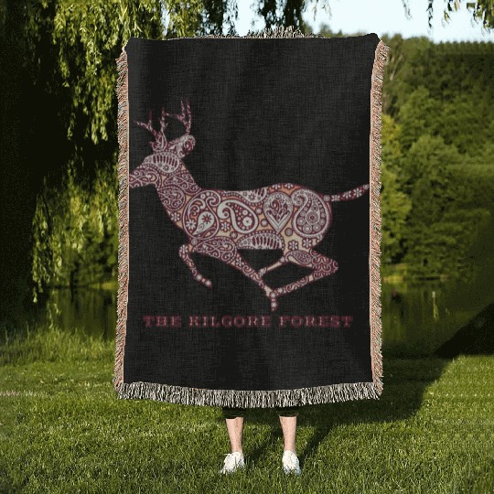 Deer - Maroon Woven Blankets
