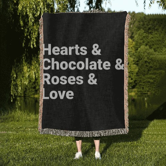 Valentine Hearts Chocolate Roses Love Woven Blankets