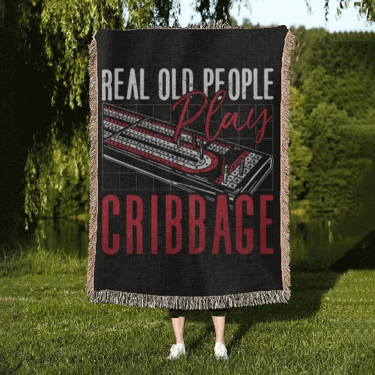 Cribbage Real Old People Play Cribbage Board Game Woven Blankets