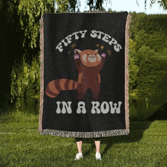 Fifty Steps In a Row Funny Walk Routine Red Panda Woven Blankets
