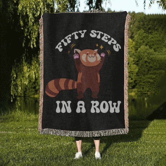 Fifty Steps In a Row Funny Walk Routine Red Panda Woven Blankets