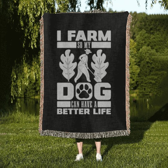 Farming Farmer Dog Woven Blankets