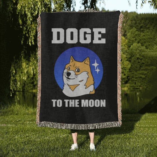 Doge to Moon Astronomer Or Scientist Gift Woven Blankets