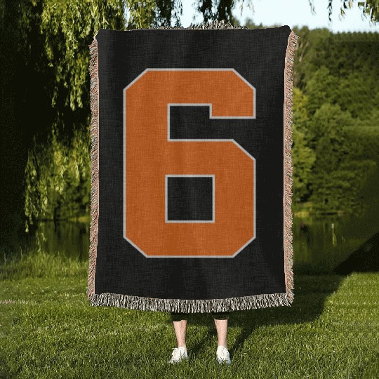 Number 6 Sports Orange Woven Blankets