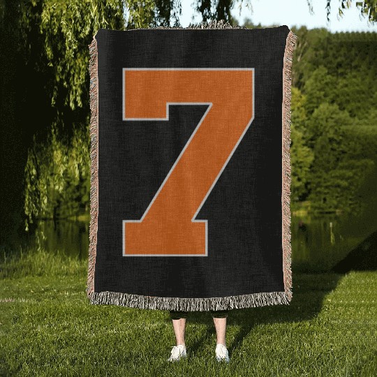 Number 7 Sports Orange Woven Blankets