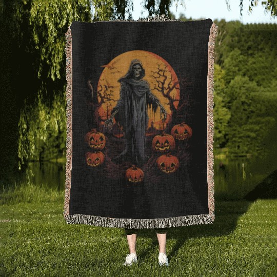 Zombie Nation Halloween Gift for Fearless Souls Woven Blankets