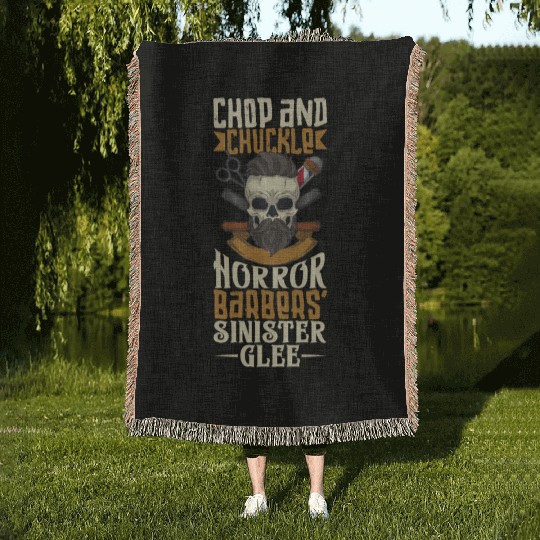 Horror Barber Spooky Hairdresser Hairstylist Hair Woven Blankets