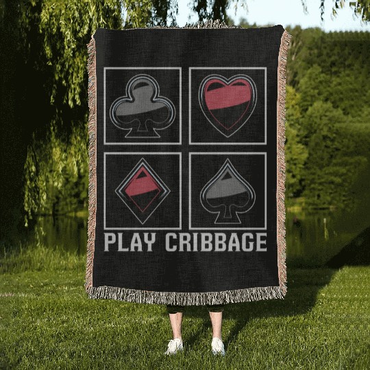Play Cribbage Playing Cards Loves Crib Board Game Woven Blankets