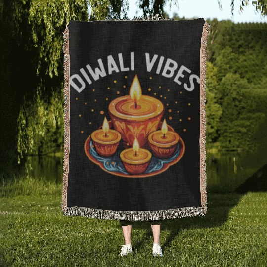 Happy Diwali Diwali Festival Indian Hindu Hinduism Woven Blankets