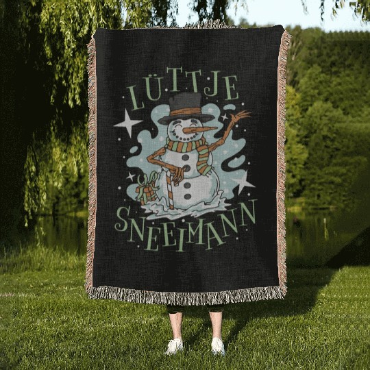 Happy snowman christmas Woven Blankets