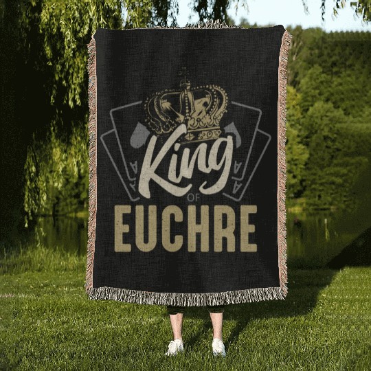Euchre King Of Euchre Board Game Playing Cards Woven Blankets