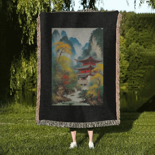 Sailing Ship at Sunset Woven Blankets