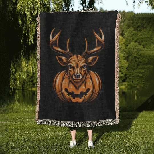 Deer Pumpkin Lazy Halloween Party Costume Kids Woven Blankets