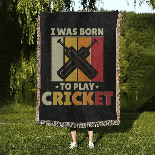 I Was Born To Play Cricket Woven Blankets