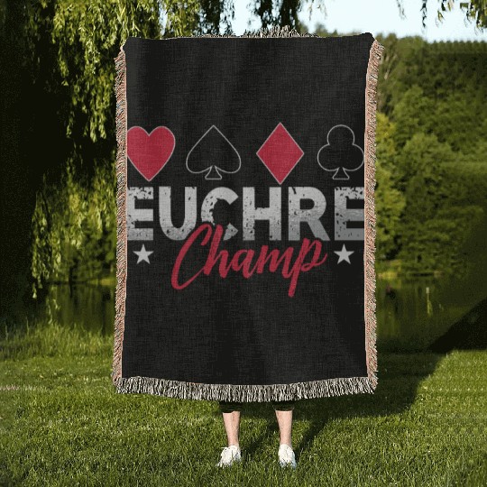 Euchre Champ Playing Cards Pinochle Board Game Woven Blankets