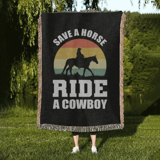 Ride a Cowboy Equestrian Gift Woven Blankets