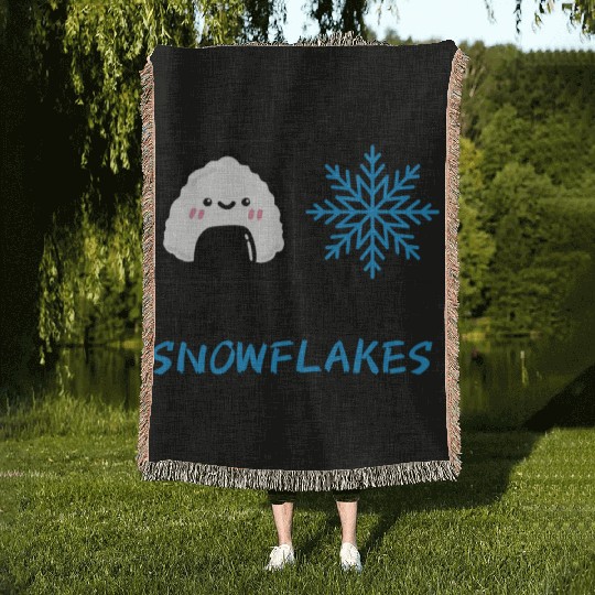 Onigiri and Snowflakes for the Holidays Woven Blankets