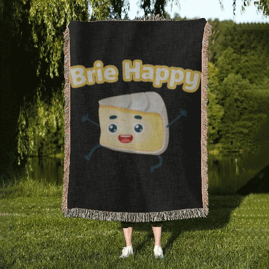 Brie Happy: Cheesy Pun for Cheese Lovers Woven Blankets