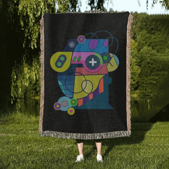 gaming boy. games art Woven Blankets
