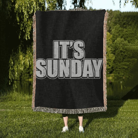 Grunge Sunday White Weekly Prank Funny Jokes Pun Woven Blankets