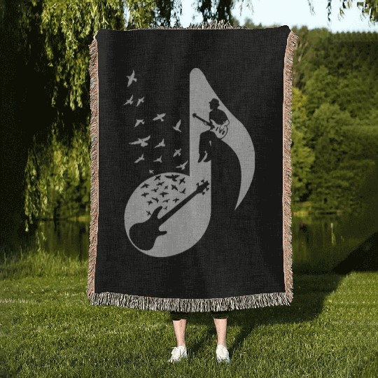 Musical Bass Guitar Woven Blankets