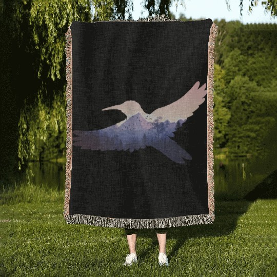 Hummingbird Bird Mountains Fly Nature Paradise Woven Blankets