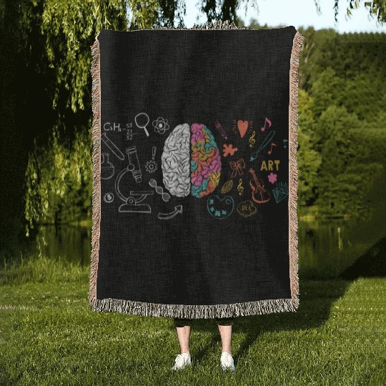 Colorful Brain Science And Art Creative Cool Woven Blankets