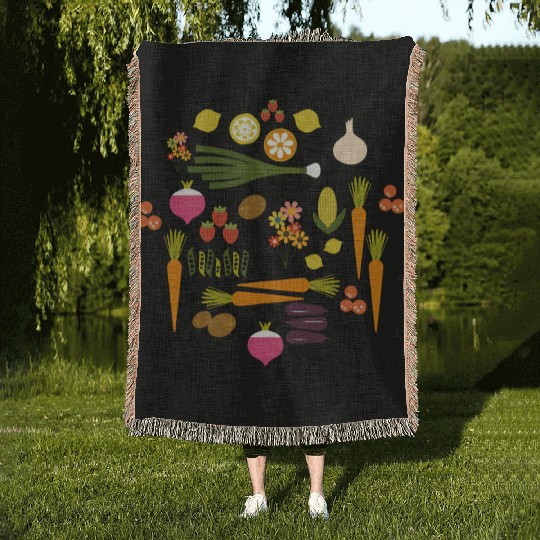 Vegetable Herb Garden Woven Blankets
