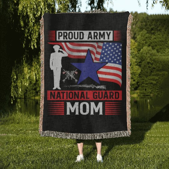 Proud Army National Guard Mom Woven Blankets