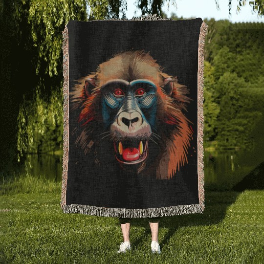 Baboon Monkey Lover Wildlife Animal Zookeeper Woven Blankets