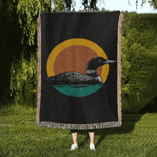 Loon Sunset Faded Look with Retro Colors Woven Blankets