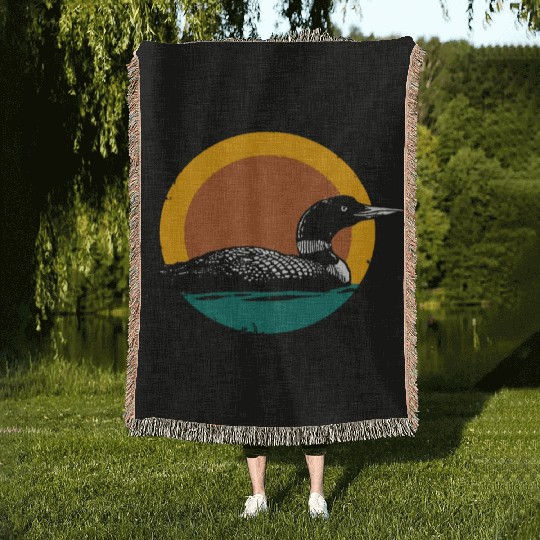 Loon Sunset Faded Look with Retro Colors Woven Blankets