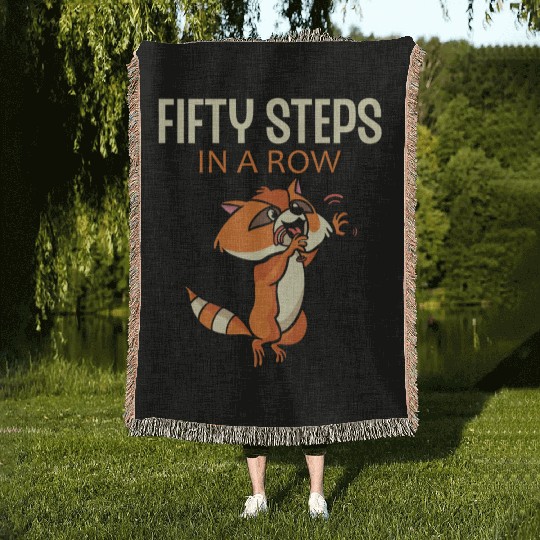 Fifty Steps In a Row Funny Walk Routine Red Panda Woven Blankets