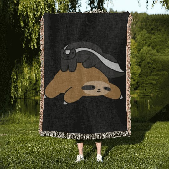 Sloth and Skunk Woven Blankets