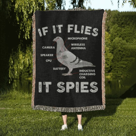 If It Flies It Spies Pigeon Anatomy Bird Aren Woven Blankets